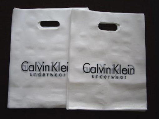 Custom Printed Gusset Side Plastic Die Cut Bag/ Pe Plastic Handle Shopping Bag With Your Own Logo