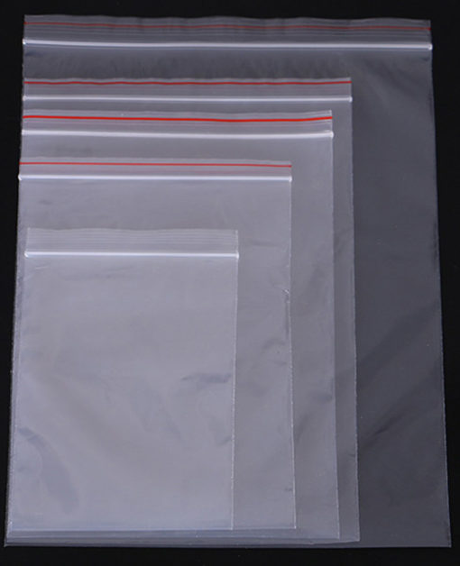 Transparent plastic zip/ziplock bag with colorful line